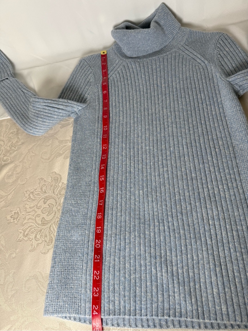 Club Monaco Blue Ribbed Wool Blend Turtleneck Sweater M - Picture 6 of 10